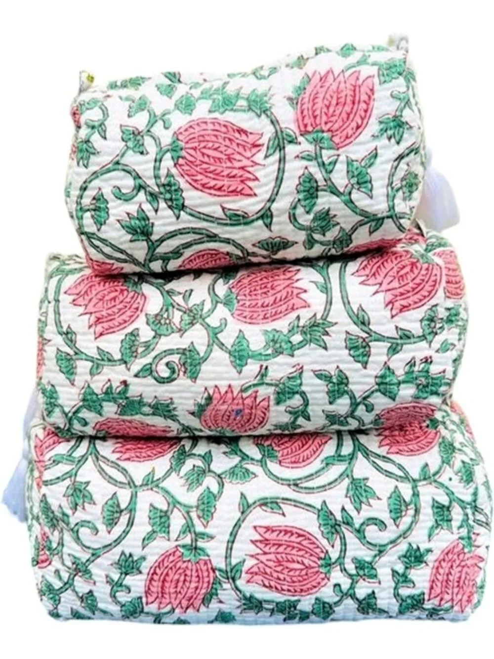 3-Piece Boho Floral Toiletry & Makeup Bag Set - Waterproof Organizer for Travel